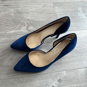 Dark Blue Velvet Pumps